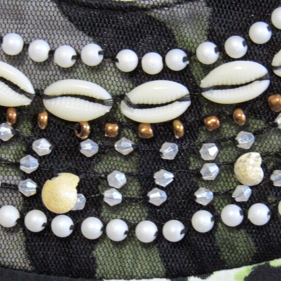 Susan Graver Liquid Knit U Neck Top Bead & Shell Trim Women Size XL Animal Print - Picture 5 of 10